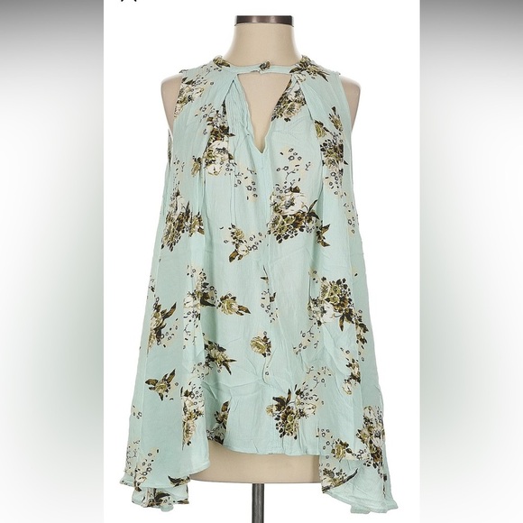 Free People Swing Tank - Floral Sleeveless Blouse Mint Green - fits xs to large - Picture 1 of 4